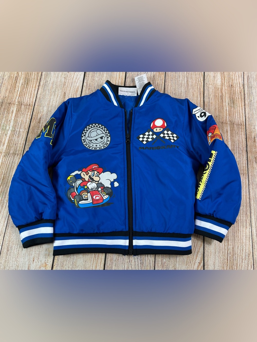Mario Kart Boys Kids Bomber Blue Jacket Size 4/5